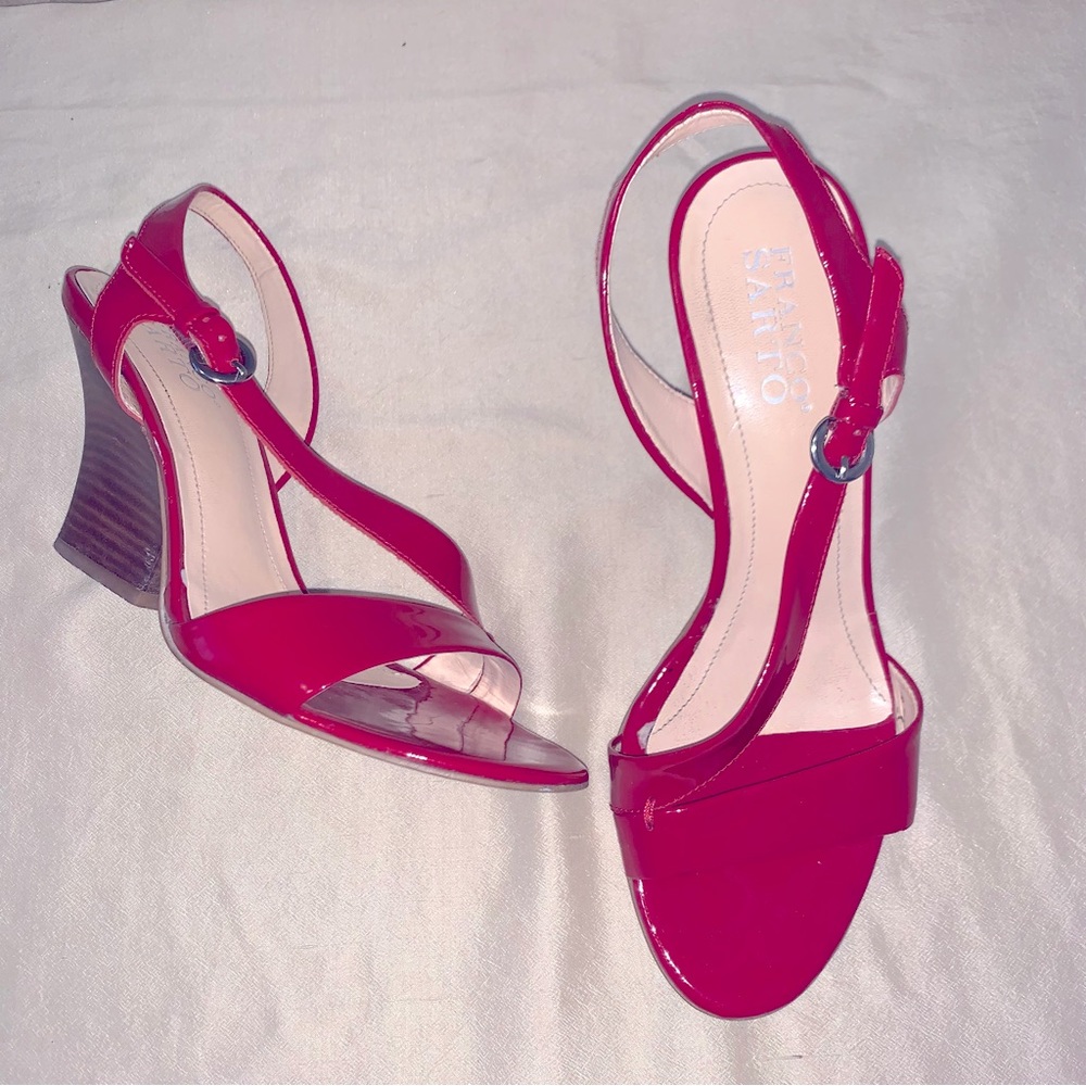 Franco Sarto red patent leather sandals size 7